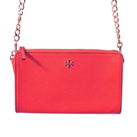Tory Burch Carter Poppy Red Slim Leather Crossbody - Picture 6 of 7